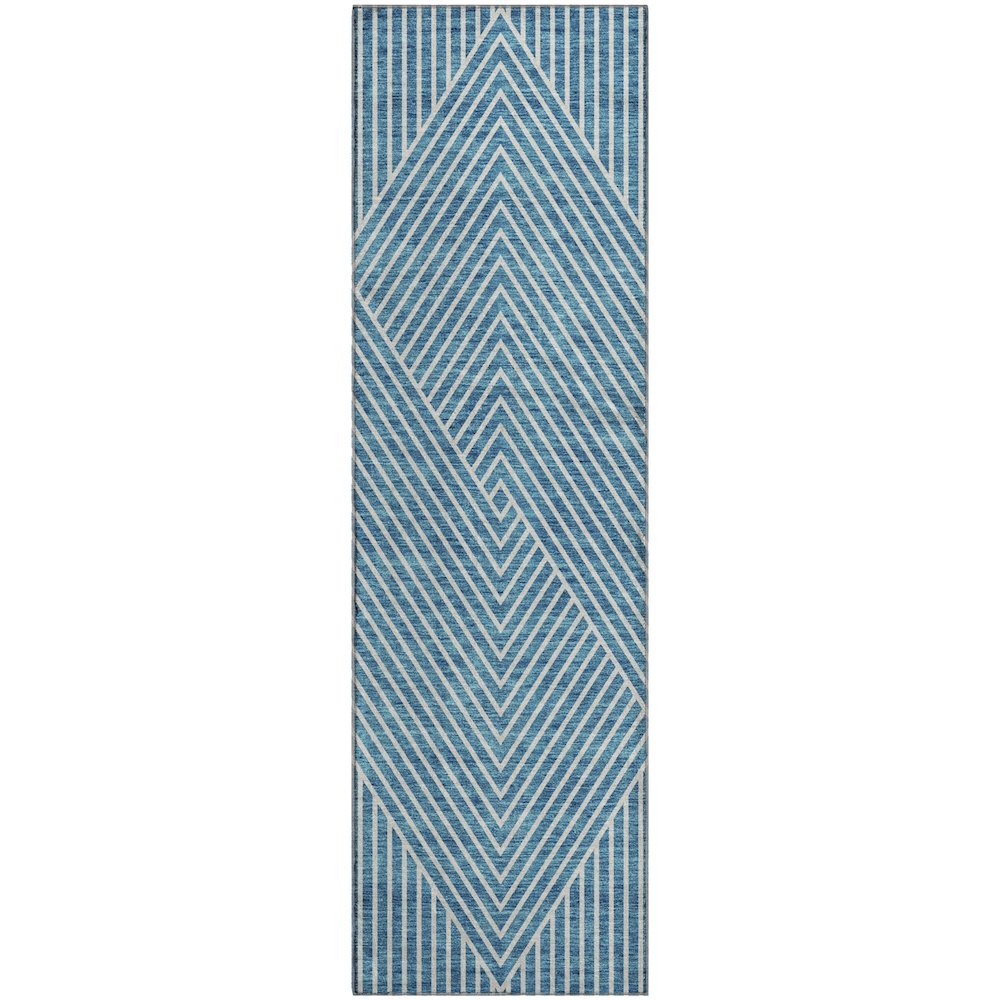 Premium Machine Washable Mayfield AMF937 Teal 2'3" x 7'6" Runner Rug. Picture 1