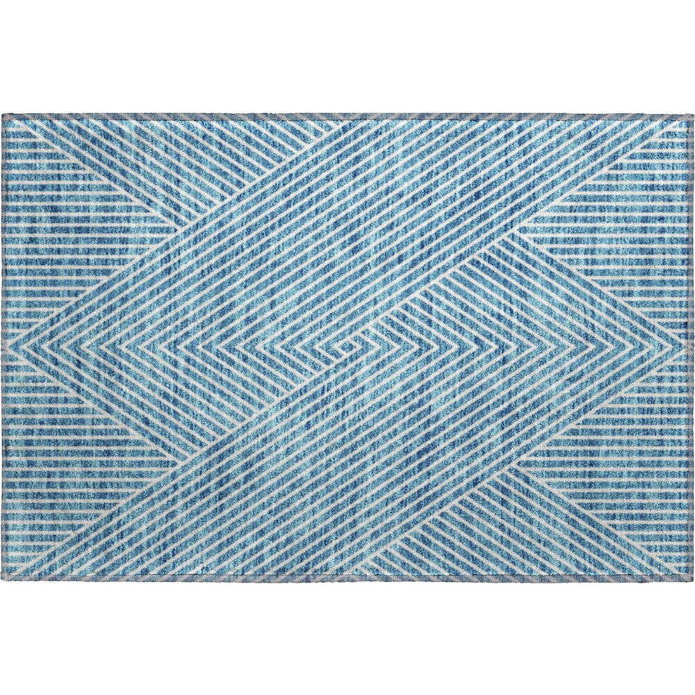 Premium Machine Washable Mayfield AMF937 Teal 1'8" x 2'6" Rug. Picture 1