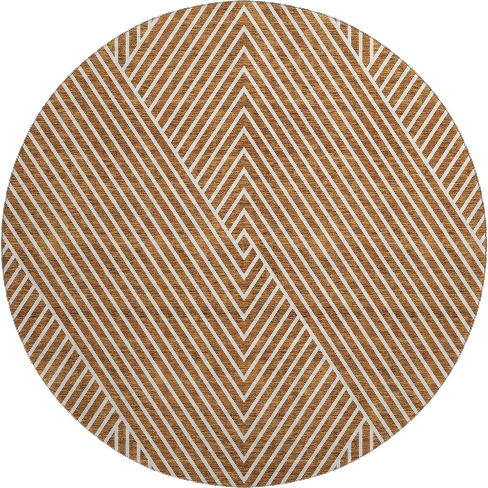 Premium Machine Washable Mayfield AMF937 Terracotta 8' x 8' Round Rug. Picture 1