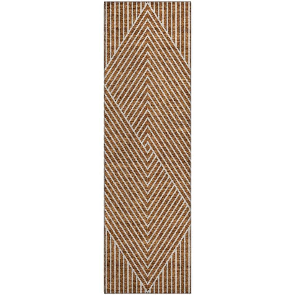 Premium Machine Washable Mayfield AMF937 Terracotta 2'3" x 7'6" Runner Rug. Picture 1