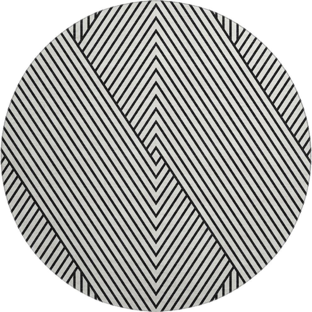 Premium Machine Washable Mayfield AMF937 White 8' x 8' Round Rug. Picture 1
