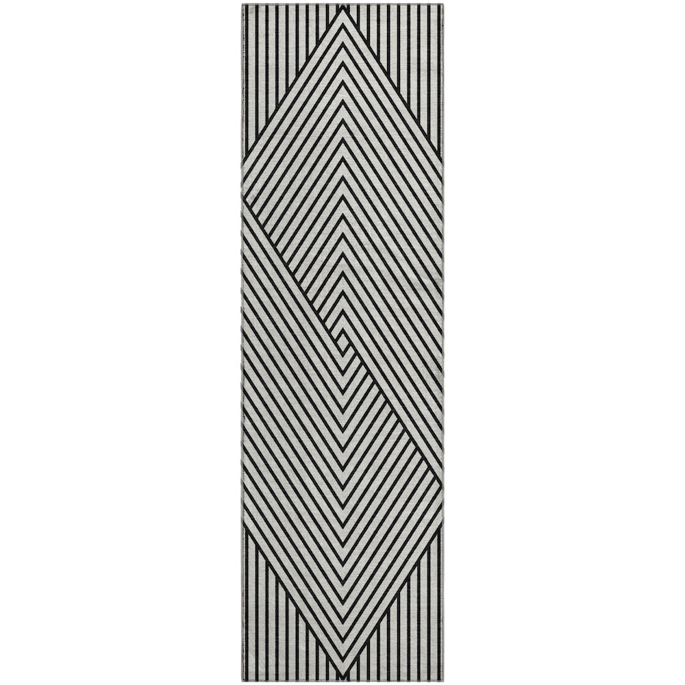 Premium Machine Washable Mayfield AMF937 White 2'3" x 7'6" Runner Rug. Picture 1