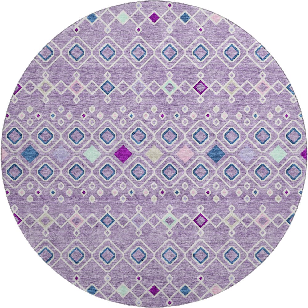 Premium Machine Washable Mayfield AMF938 Lavender 8' x 8' Round Rug. Picture 1