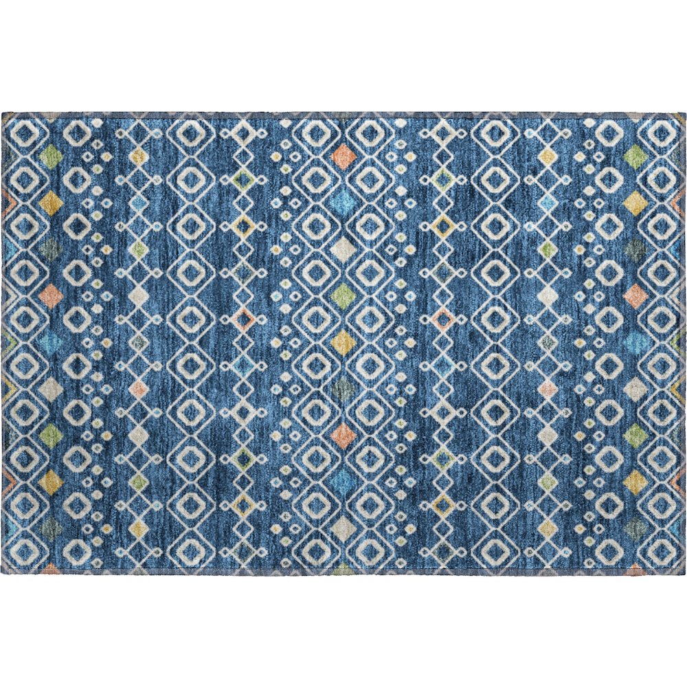 Premium Machine Washable Mayfield AMF938 Navy 1'8" x 2'6" Rug. Picture 1