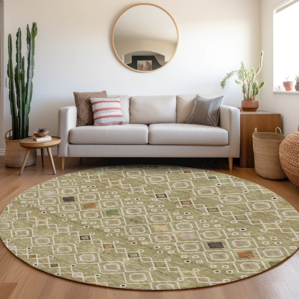 Premium Machine Washable Mayfield AMF938 Sage 8' x 8' Round Rug. Picture 5