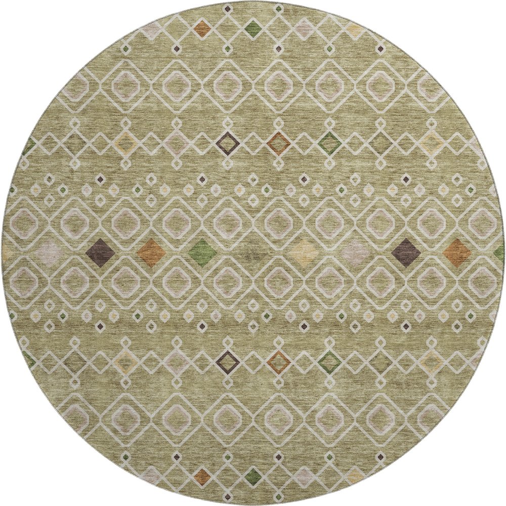 Premium Machine Washable Mayfield AMF938 Sage 8' x 8' Round Rug. Picture 1