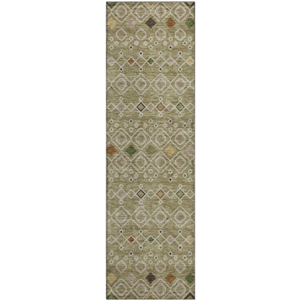Premium Machine Washable Mayfield AMF938 Sage 2'3" x 7'6" Runner Rug. Picture 1