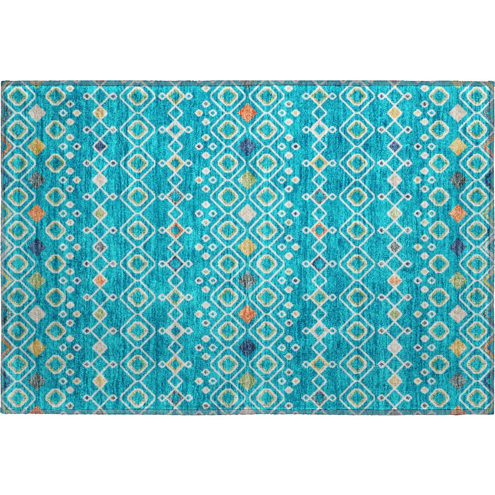 Premium Machine Washable Mayfield AMF938 Teal 1'8" x 2'6" Rug. Picture 1