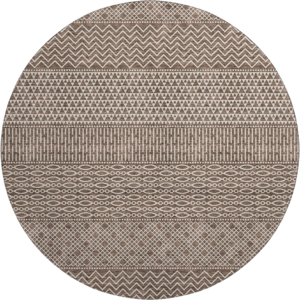 Premium Machine Washable Mayfield AMF939 Brown 8' x 8' Round Rug. Picture 1