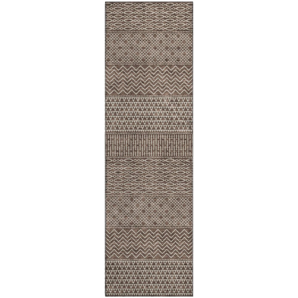 Premium Machine Washable Mayfield AMF939 Brown 2'3" x 7'6" Runner Rug. Picture 1