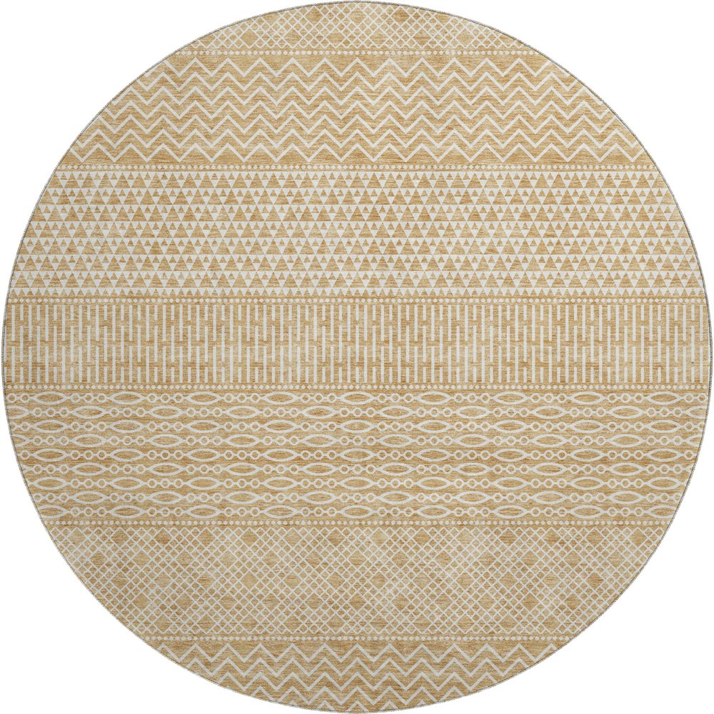 Premium Machine Washable Mayfield AMF939 Gold 8' x 8' Round Rug. Picture 1