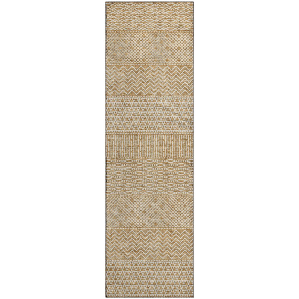 Premium Machine Washable Mayfield AMF939 Gold 2'3" x 7'6" Runner Rug. Picture 1