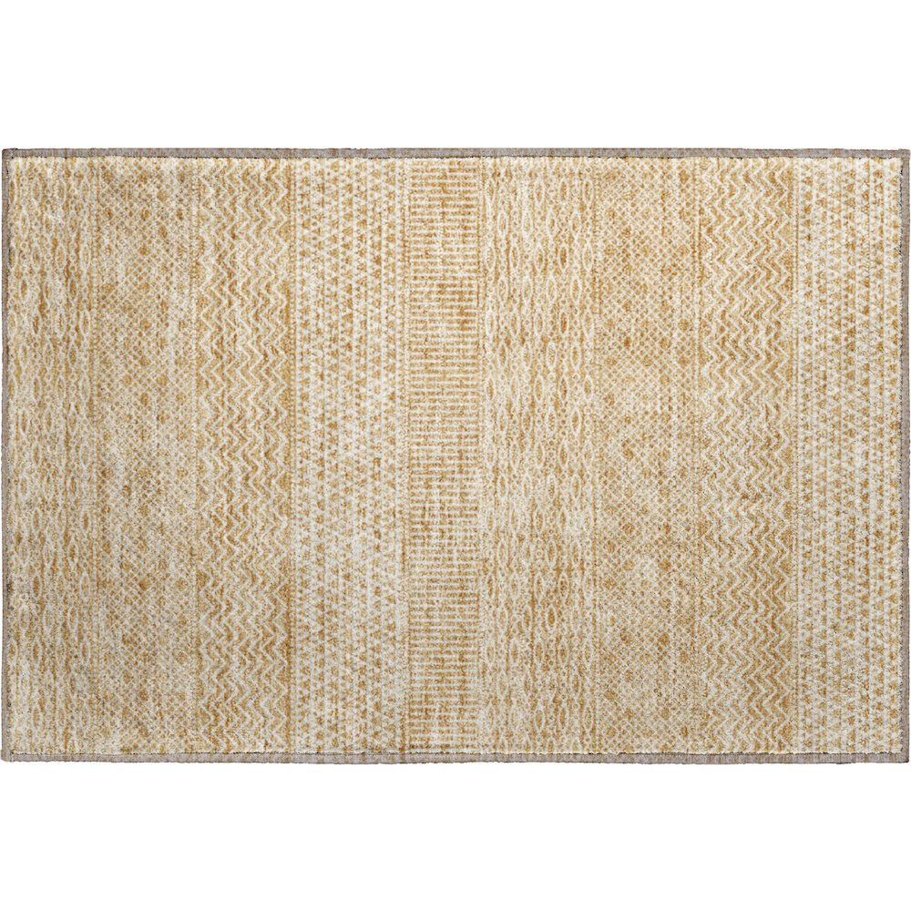 Premium Machine Washable Mayfield AMF939 Gold 1'8" x 2'6" Rug. Picture 1