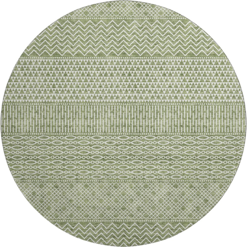 Premium Machine Washable Mayfield AMF939 Green 8' x 8' Round Rug. Picture 1