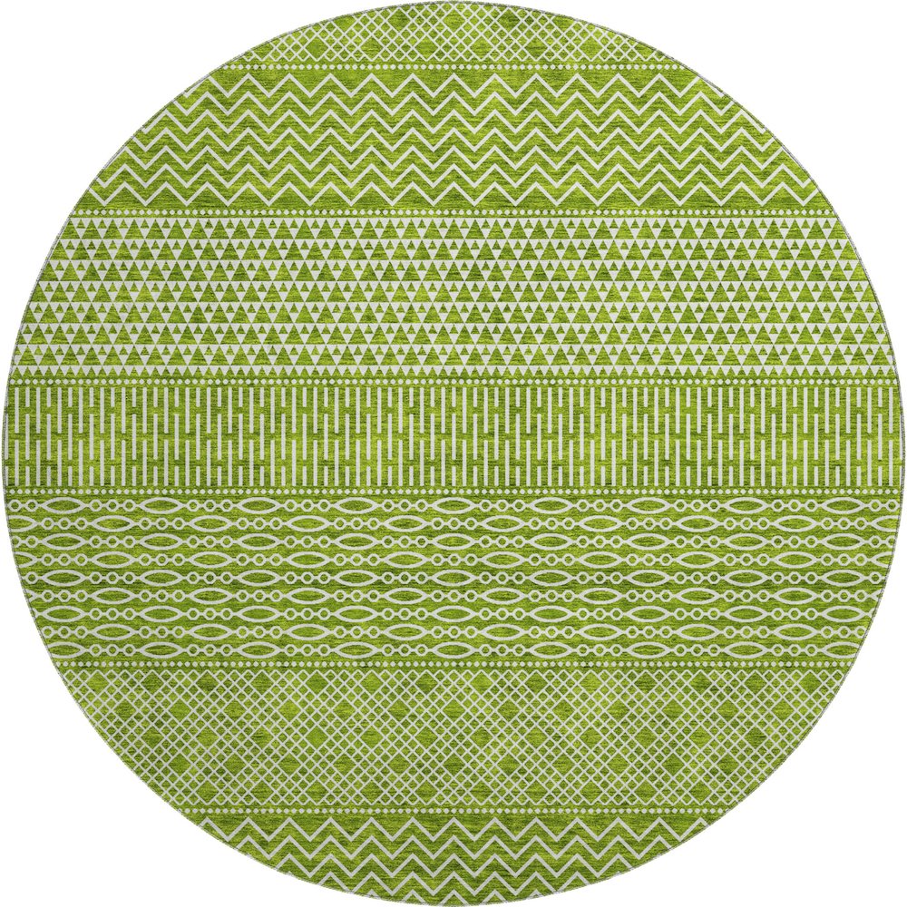 Premium Machine Washable Mayfield AMF939 Lime 8' x 8' Round Rug. Picture 1