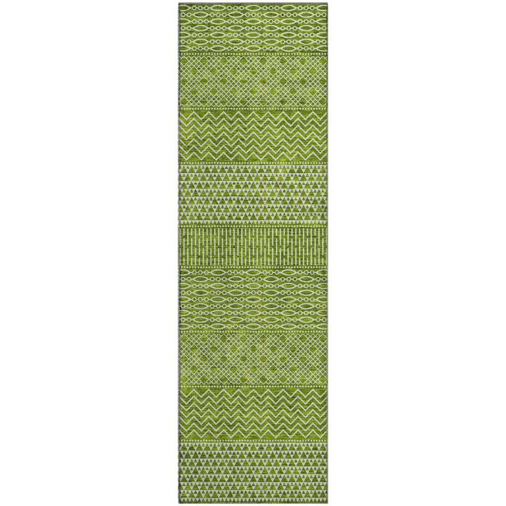 Premium Machine Washable Mayfield AMF939 Lime 2'3" x 7'6" Runner Rug. Picture 1