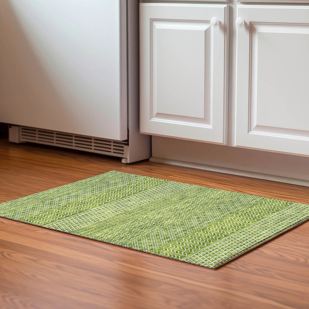 Premium Machine Washable Mayfield AMF939 Lime 1'8" x 2'6" Rug. Picture 5