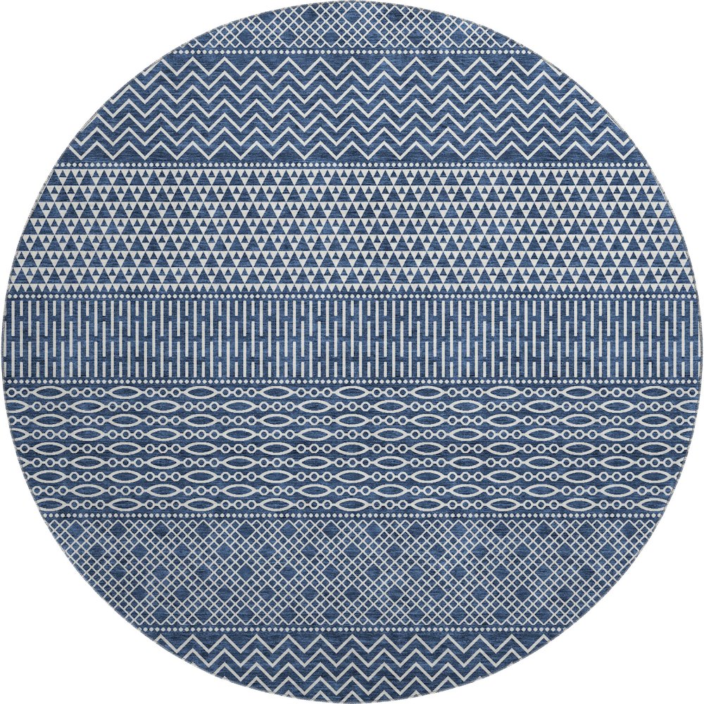 Premium Machine Washable Mayfield AMF939 Navy 8' x 8' Round Rug. Picture 1
