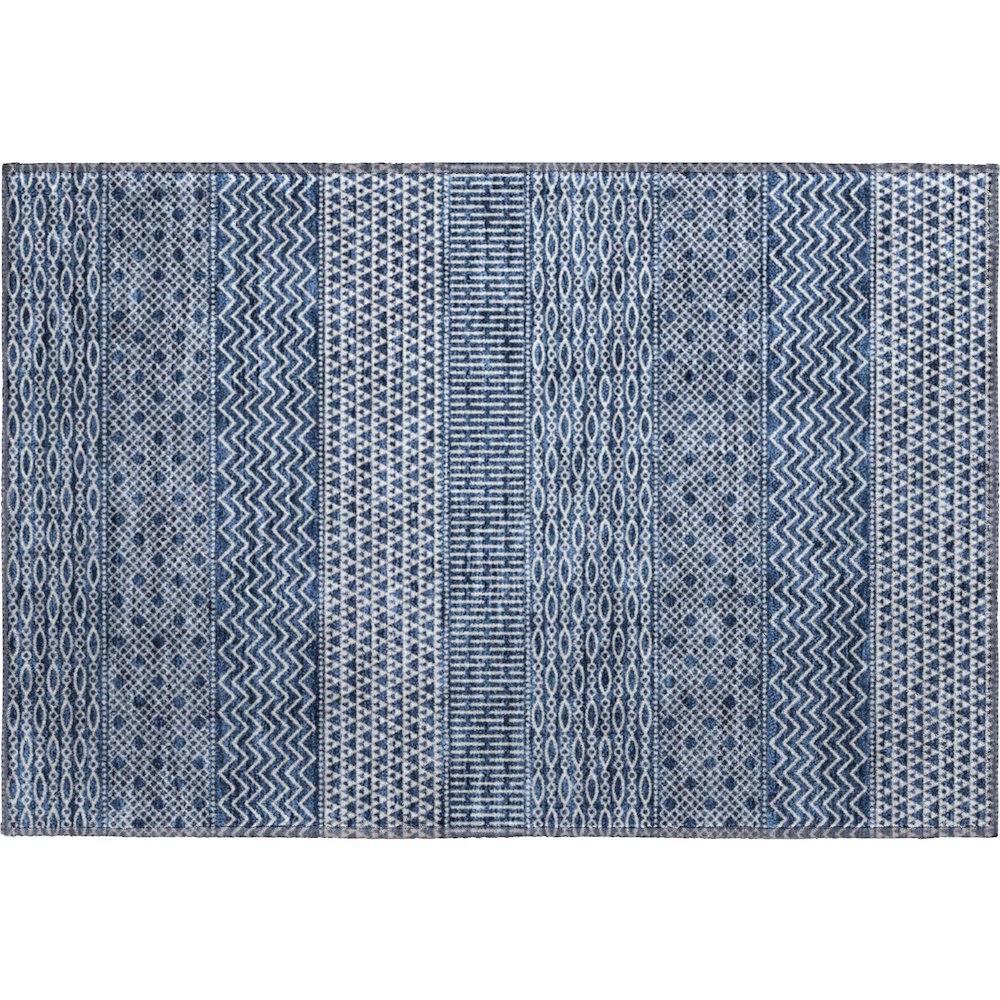 Premium Machine Washable Mayfield AMF939 Navy 1'8" x 2'6" Rug. Picture 1