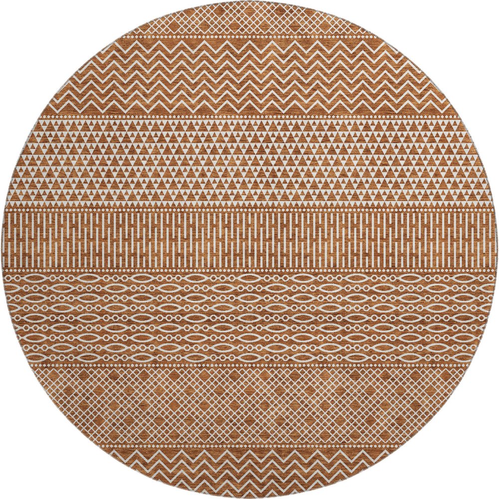 Premium Machine Washable Mayfield AMF939 Paprika 8' x 8' Round Rug. Picture 1