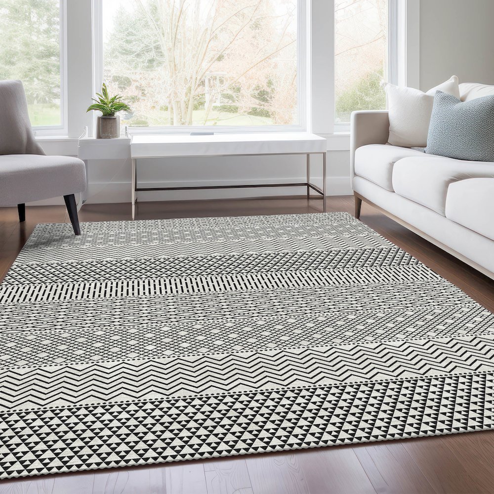Premium Machine Washable Mayfield AMF939 White 2'6" x 3'10" Rug. Picture 6