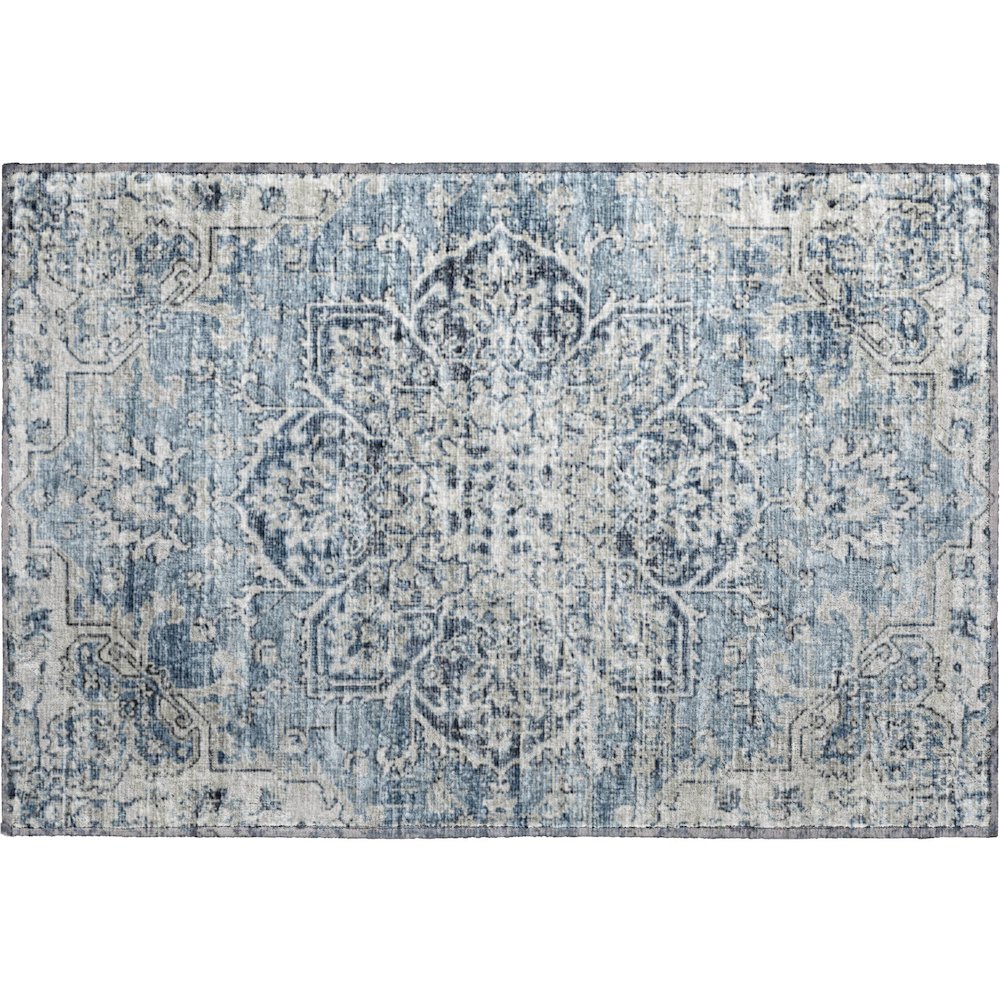 Premium Machine Washable Mayfield  Blue 1'8" x 2'6" Rug. Picture 1