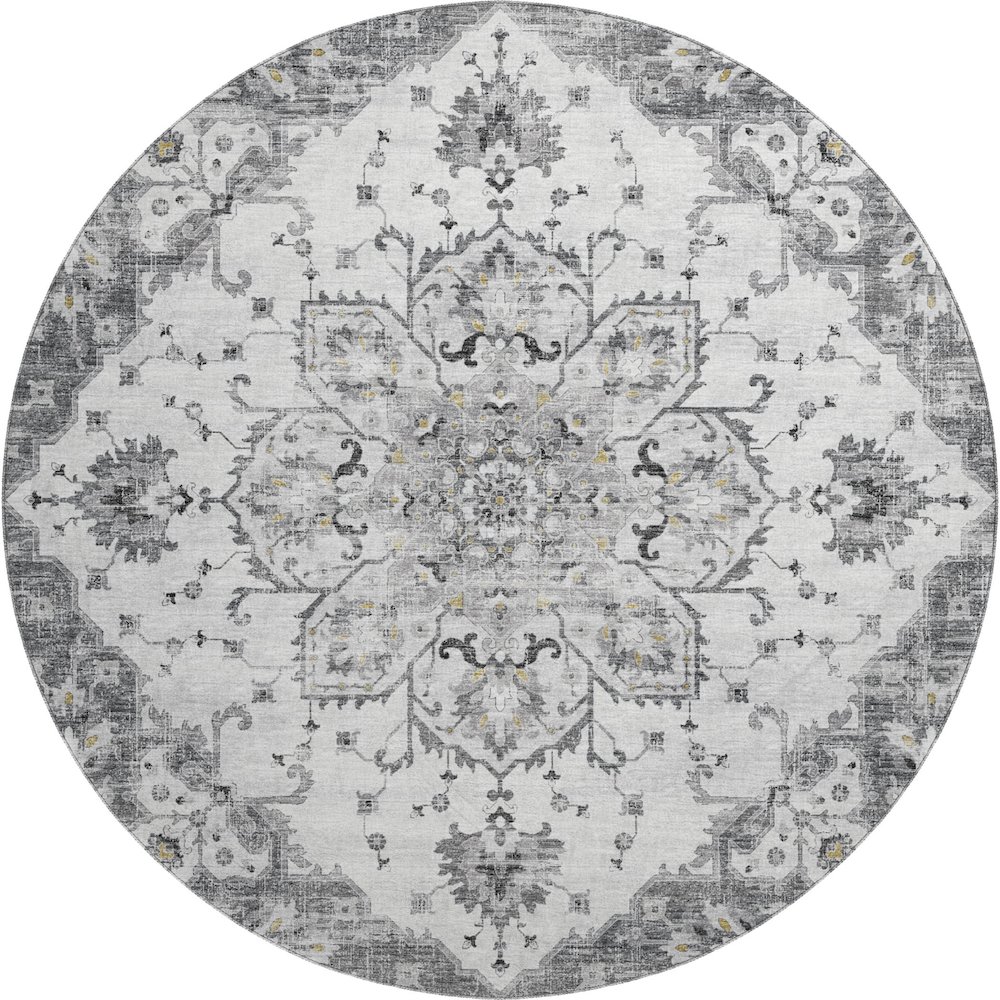 Premium Machine Washable Mayfield  Fog 8' x 8' Round Rug. Picture 1