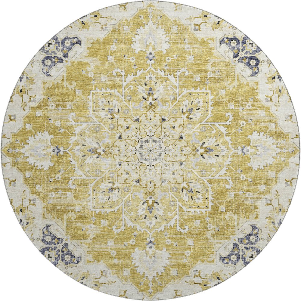 Premium Machine Washable Mayfield  Gilded 8' x 8' Round Rug. Picture 1