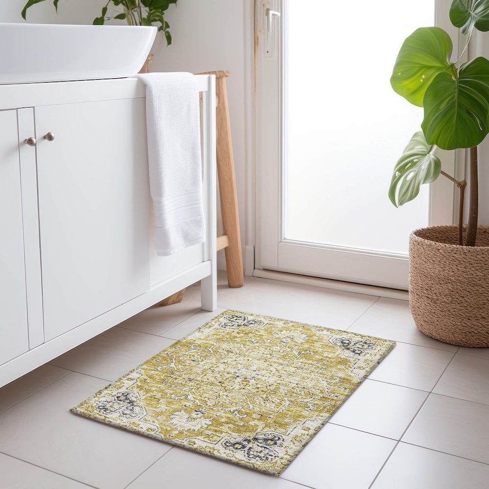 Premium Machine Washable Mayfield  Gilded 1'8" x 2'6" Rug. Picture 5