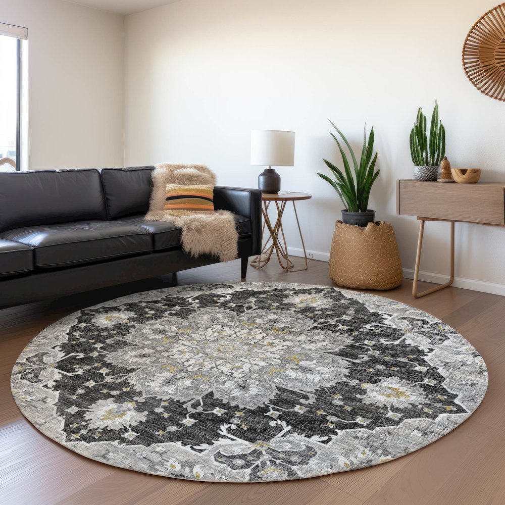 Premium Machine Washable Mayfield  Shadow 8' x 8' Round Rug. Picture 5