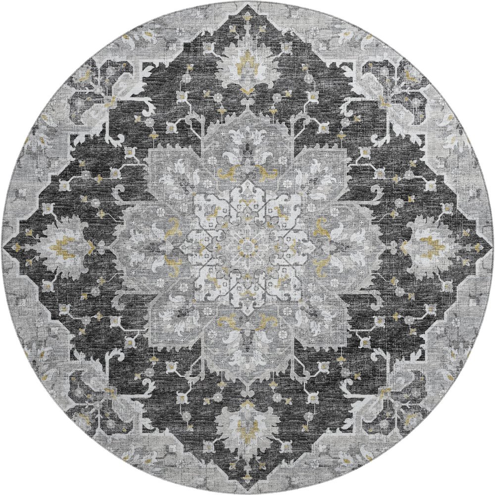 Premium Machine Washable Mayfield  Shadow 8' x 8' Round Rug. Picture 1