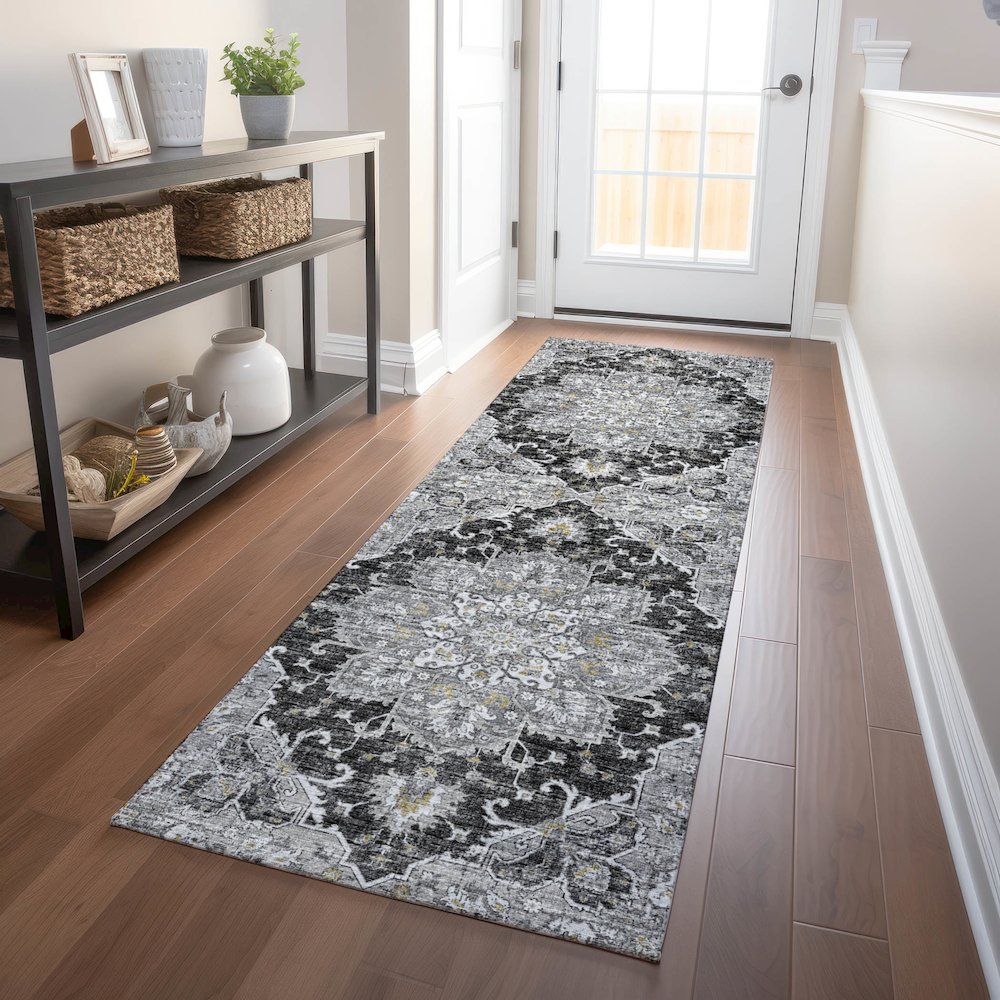Premium Machine Washable Mayfield  Shadow 2'3" x 7'6" Runner Rug. Picture 5