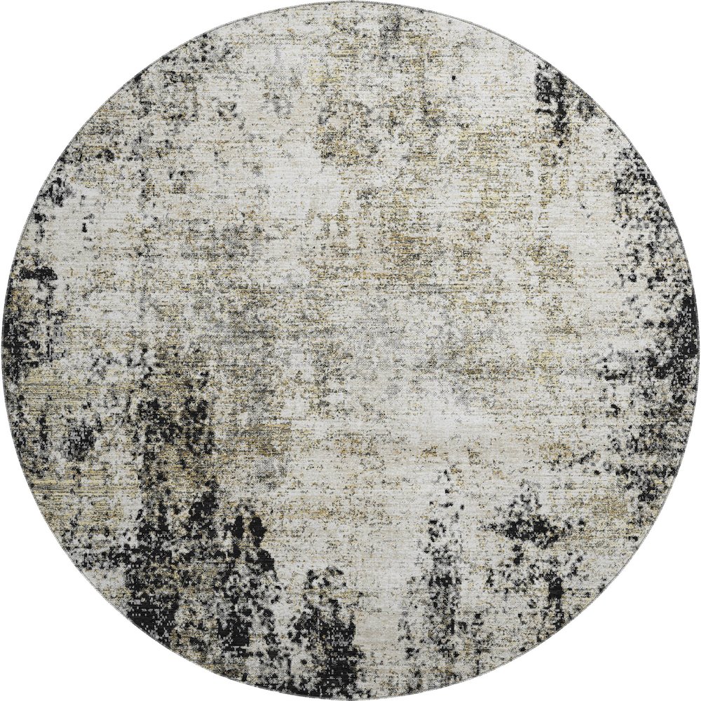 Premium Machine Washable Mayfield AMF940 Black 8' x 8' Round Rug. Picture 1