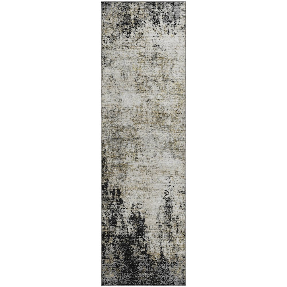 Premium Machine Washable Mayfield AMF940 Black 2'3" x 7'6" Runner Rug. Picture 1