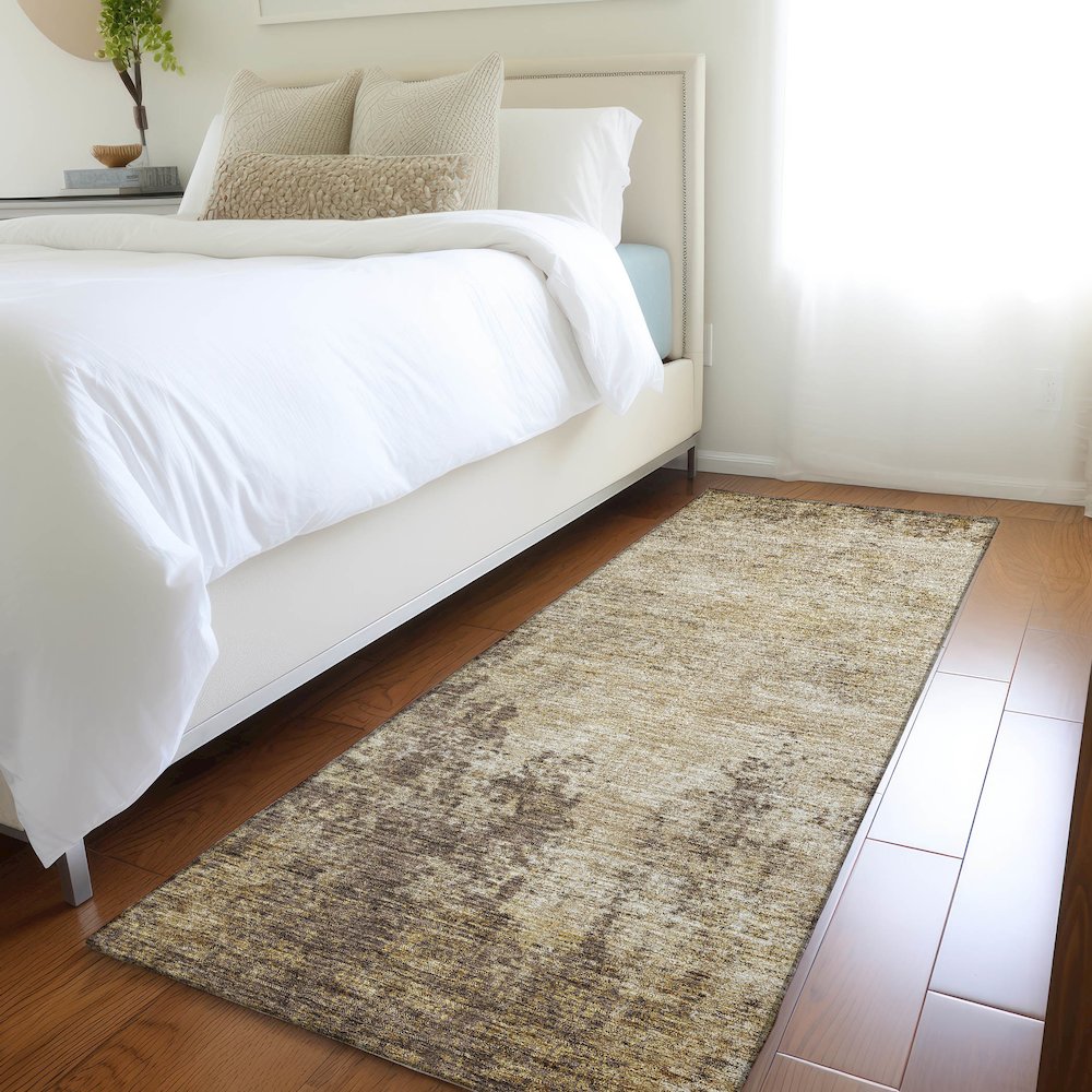 Premium Machine Washable Mayfield AMF940 Brown 2'3" x 7'6" Runner Rug. Picture 5