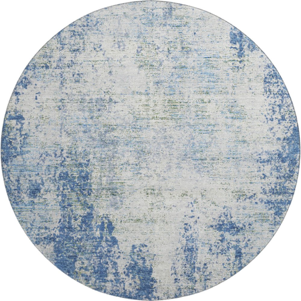 Premium Machine Washable Mayfield AMF940 Denim 8' x 8' Round Rug. Picture 1