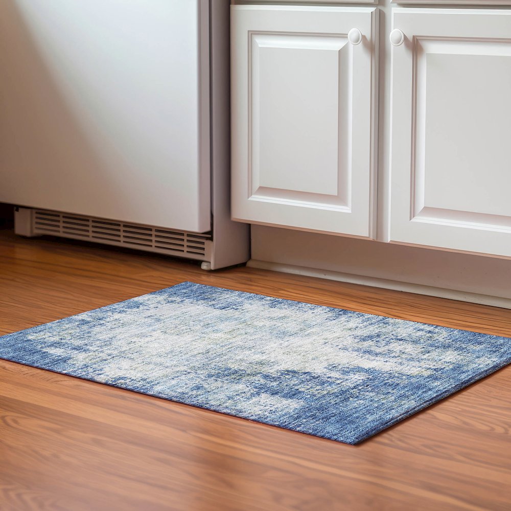 Premium Machine Washable Mayfield AMF940 Denim 1'8" x 2'6" Rug. Picture 5