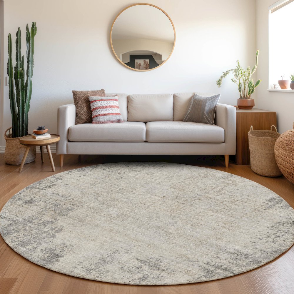 Premium Machine Washable Mayfield AMF940 Gray 8' x 8' Round Rug. Picture 5