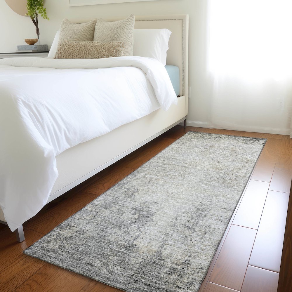 Premium Machine Washable Mayfield AMF940 Gray 2'3" x 7'6" Runner Rug. Picture 5