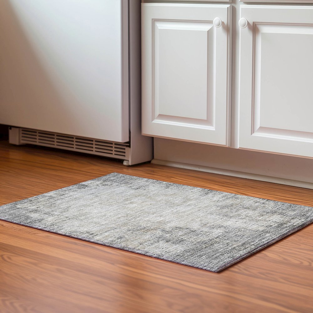 Premium Machine Washable Mayfield AMF940 Gray 1'8" x 2'6" Rug. Picture 5