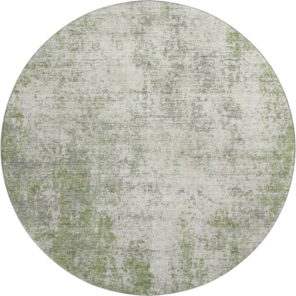 Premium Machine Washable Mayfield AMF940 Green 8' x 8' Round Rug. Picture 1