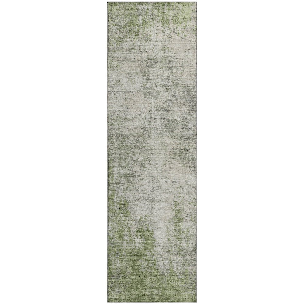 Premium Machine Washable Mayfield AMF940 Green 2'3" x 7'6" Runner Rug. Picture 1