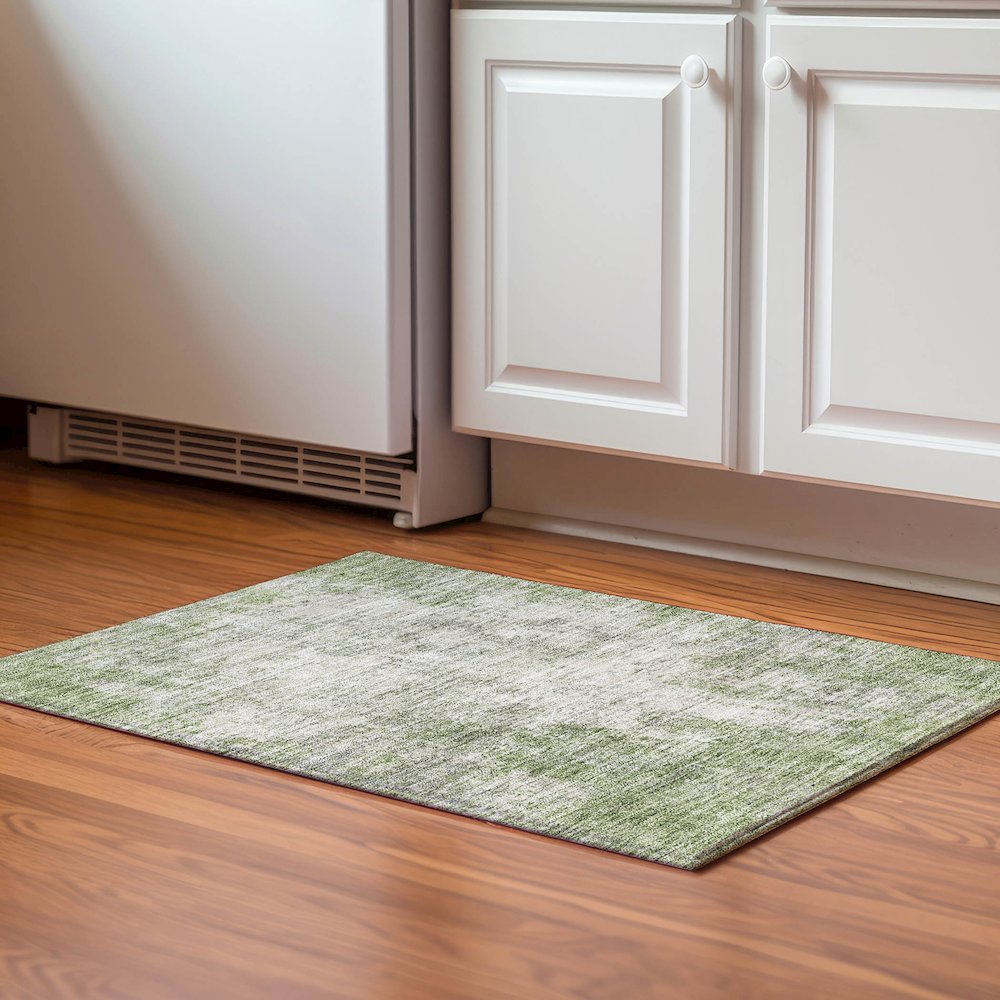Premium Machine Washable Mayfield AMF940 Green 1'8" x 2'6" Rug. Picture 5