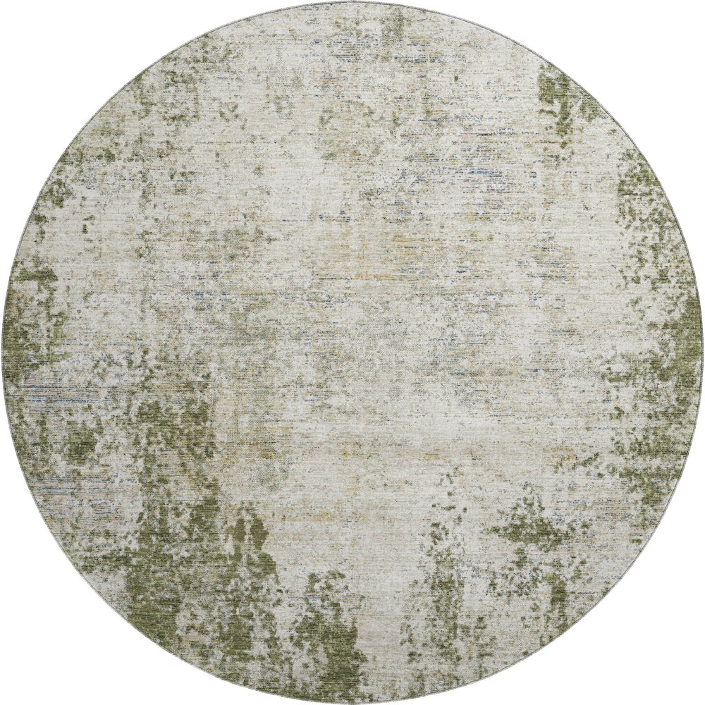 Premium Machine Washable Mayfield AMF940 Olive 8' x 8' Round Rug. Picture 1