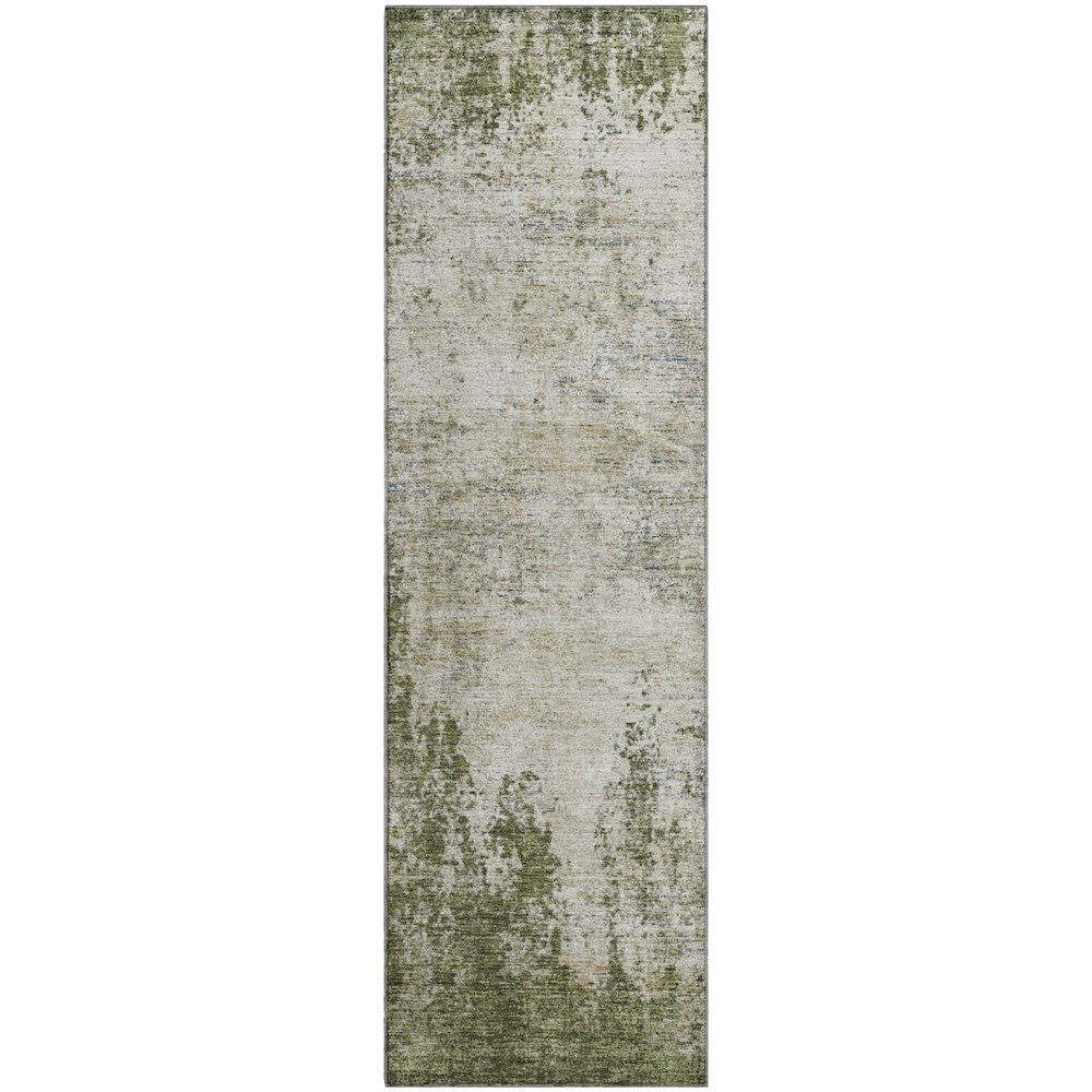 Premium Machine Washable Mayfield AMF940 Olive 2'3" x 7'6" Runner Rug. Picture 1