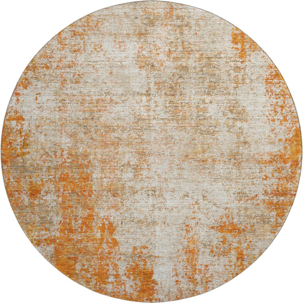 Premium Machine Washable Mayfield AMF940 Orange 8' x 8' Round Rug. Picture 1