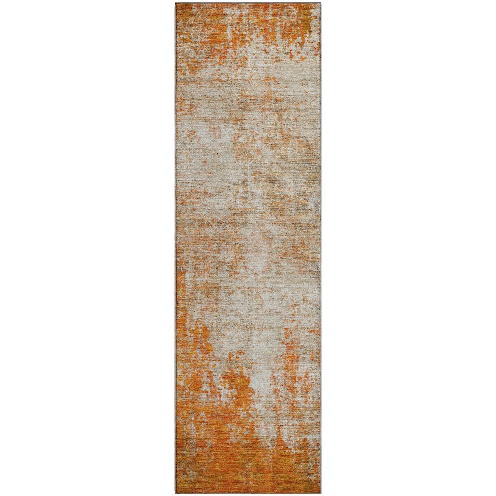 Premium Machine Washable Mayfield AMF940 Orange 2'3" x 7'6" Runner Rug. Picture 1