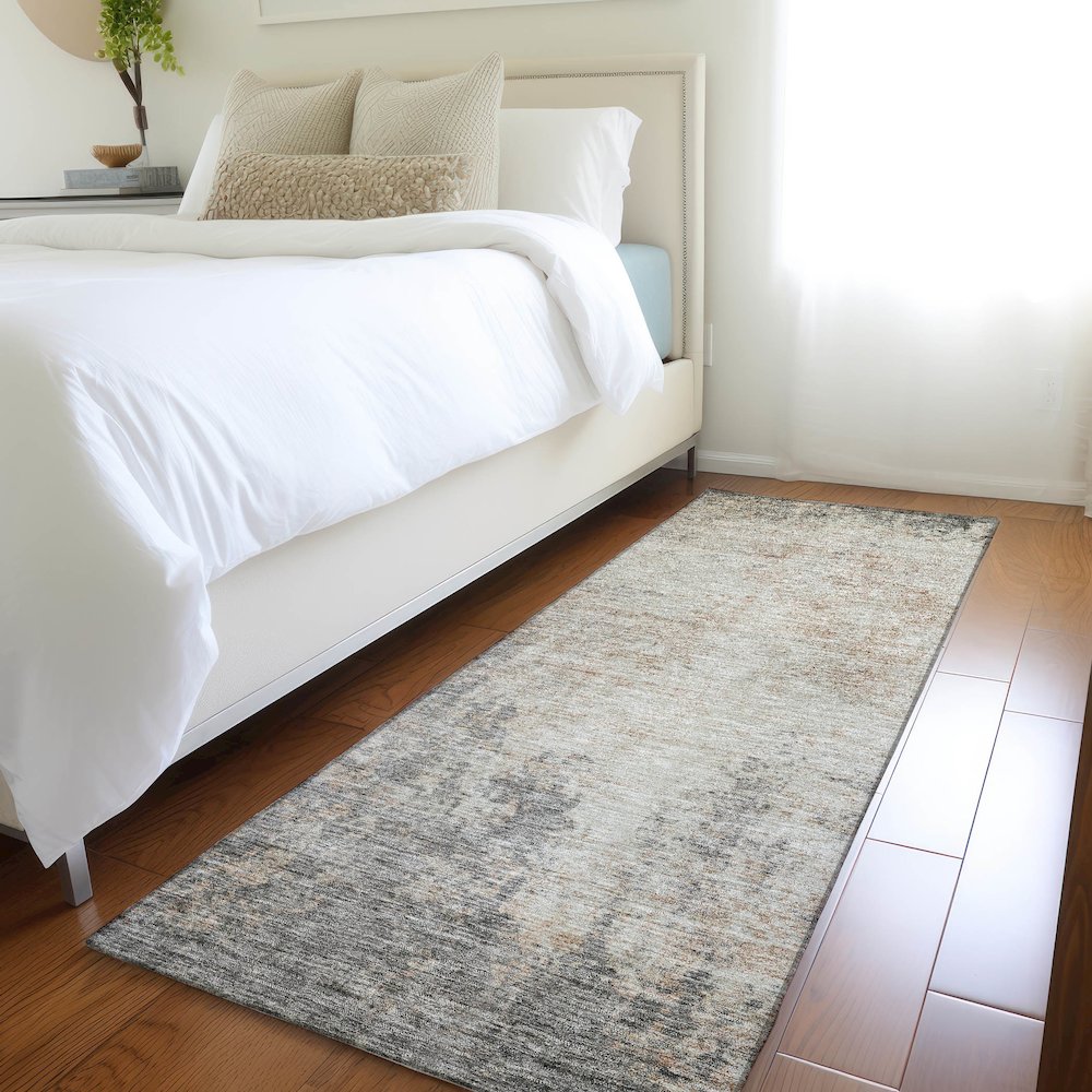 Premium Machine Washable Mayfield AMF940 Taupe 2'3" x 7'6" Runner Rug. Picture 5