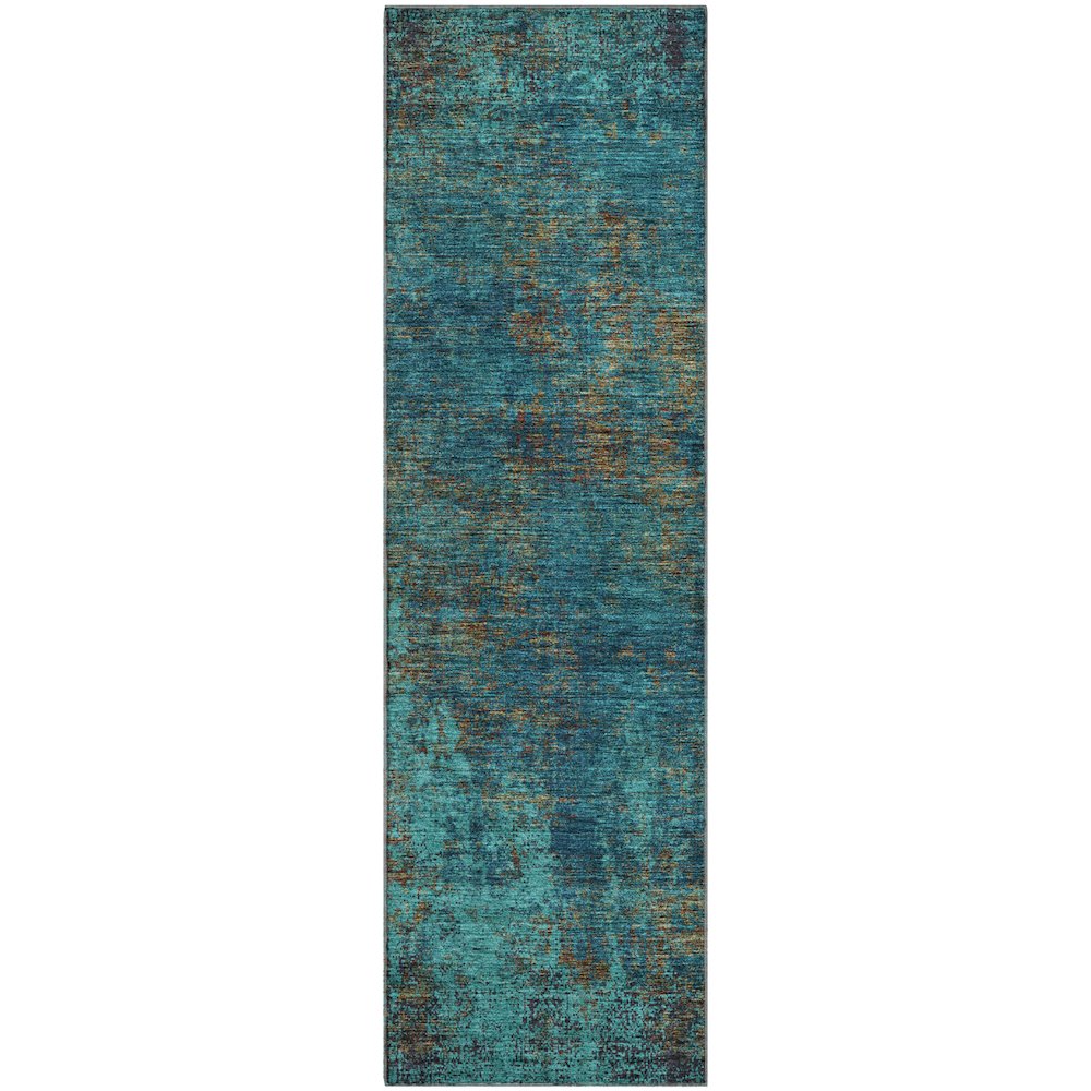 Premium Machine Washable Mayfield AMF940 Teal 2'3" x 7'6" Runner Rug. Picture 1