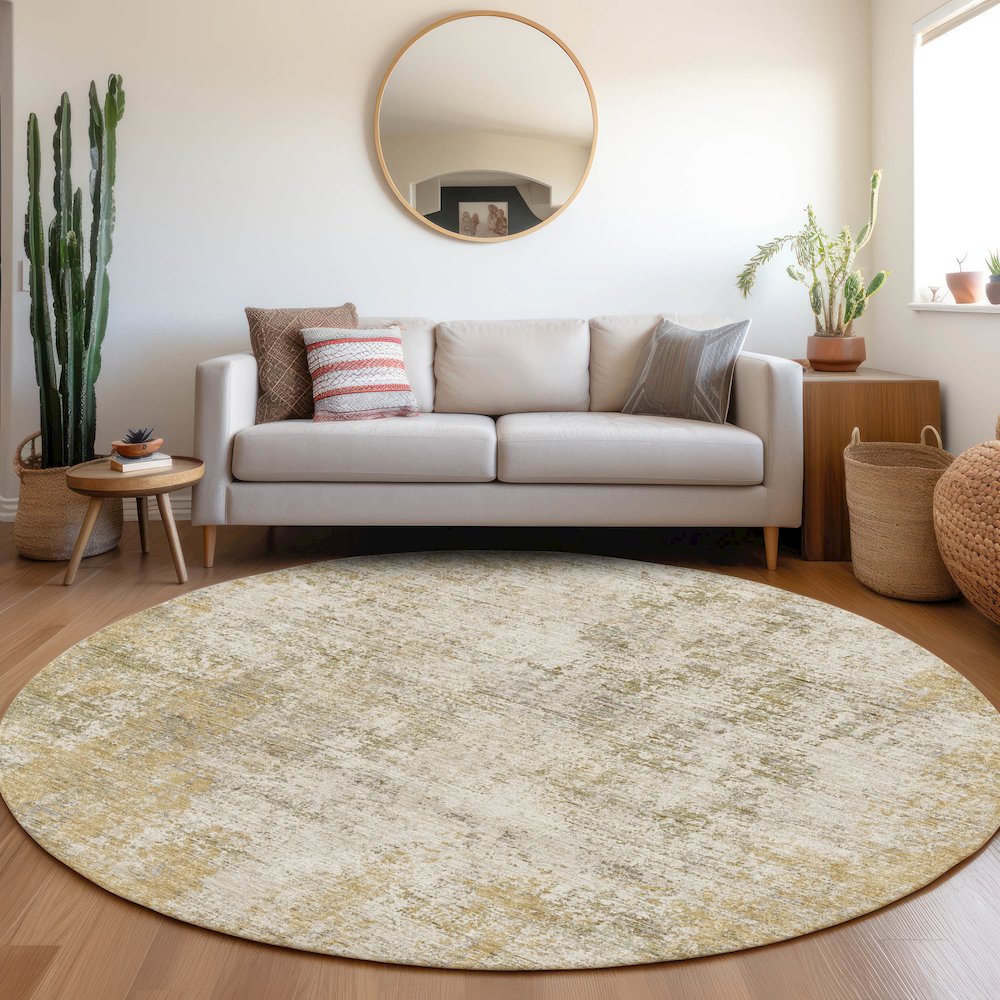 Premium Machine Washable Mayfield AMF940 Wheat 8' x 8' Round Rug. Picture 5